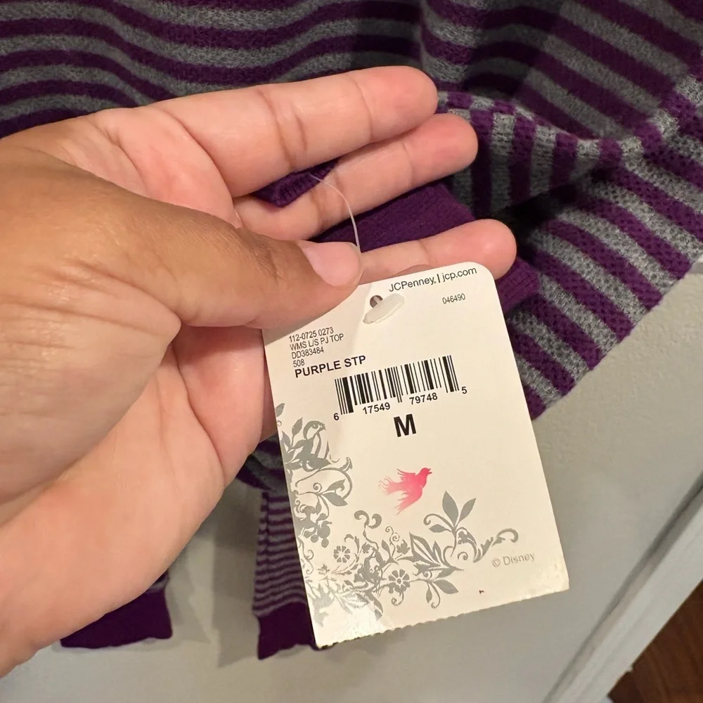2-pc Disney’s Tinkerbell Purple and Gray Pajama Set Women’s Size Medium NWT 2012 - Picture 7 of 15